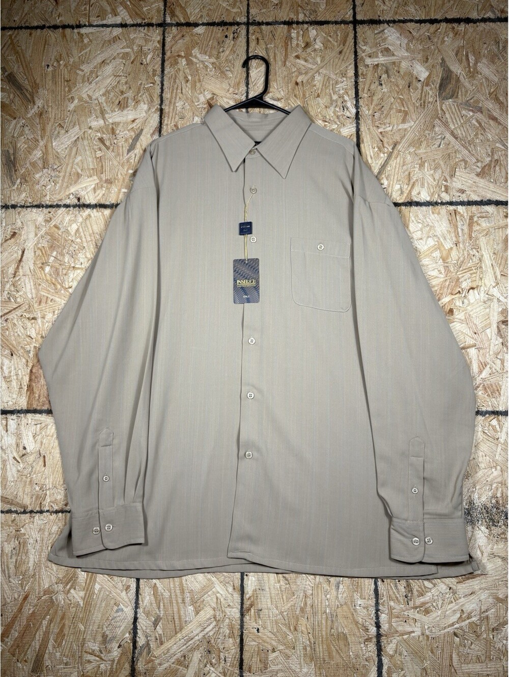 Men Premium Quality Soft Linen Sports Shirt INSERCH Long Sleeve Beige NWT!